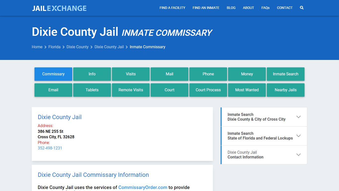 Inmate Commissary, Care Packs - Dixie County Jail, FL
