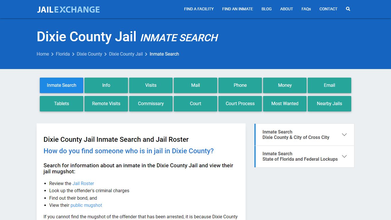 Inmate Search: Roster & Mugshots - Dixie County Jail, FL