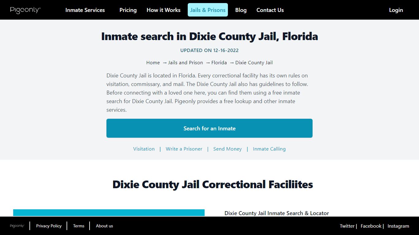 Inmate Search Dixie County Jail, Florida | Pigeonly